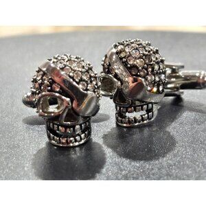 Skull-Shaped Cufflinks With Rhinestones